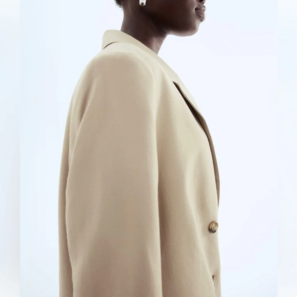 NWT - H&M Linen Blend Double-Breasted Blazer - Picture 4 of 7